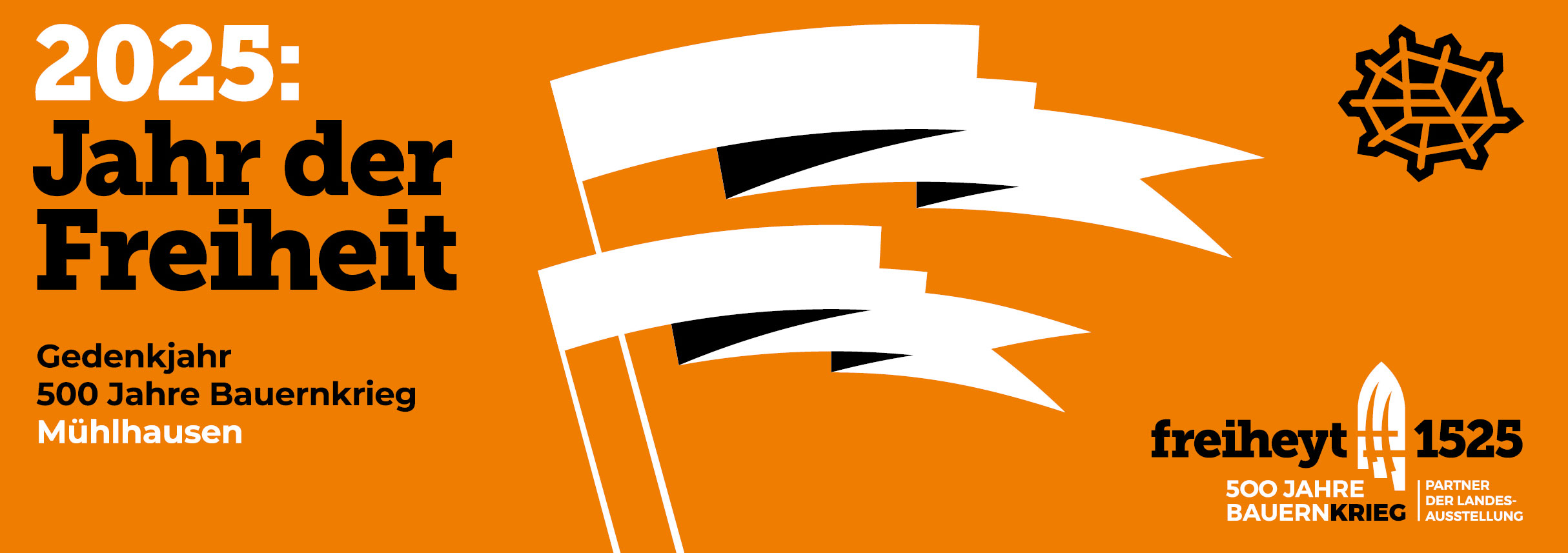 Banner zum Themenjahr 2025 - Jahr der Freiheit in Mühlhausen